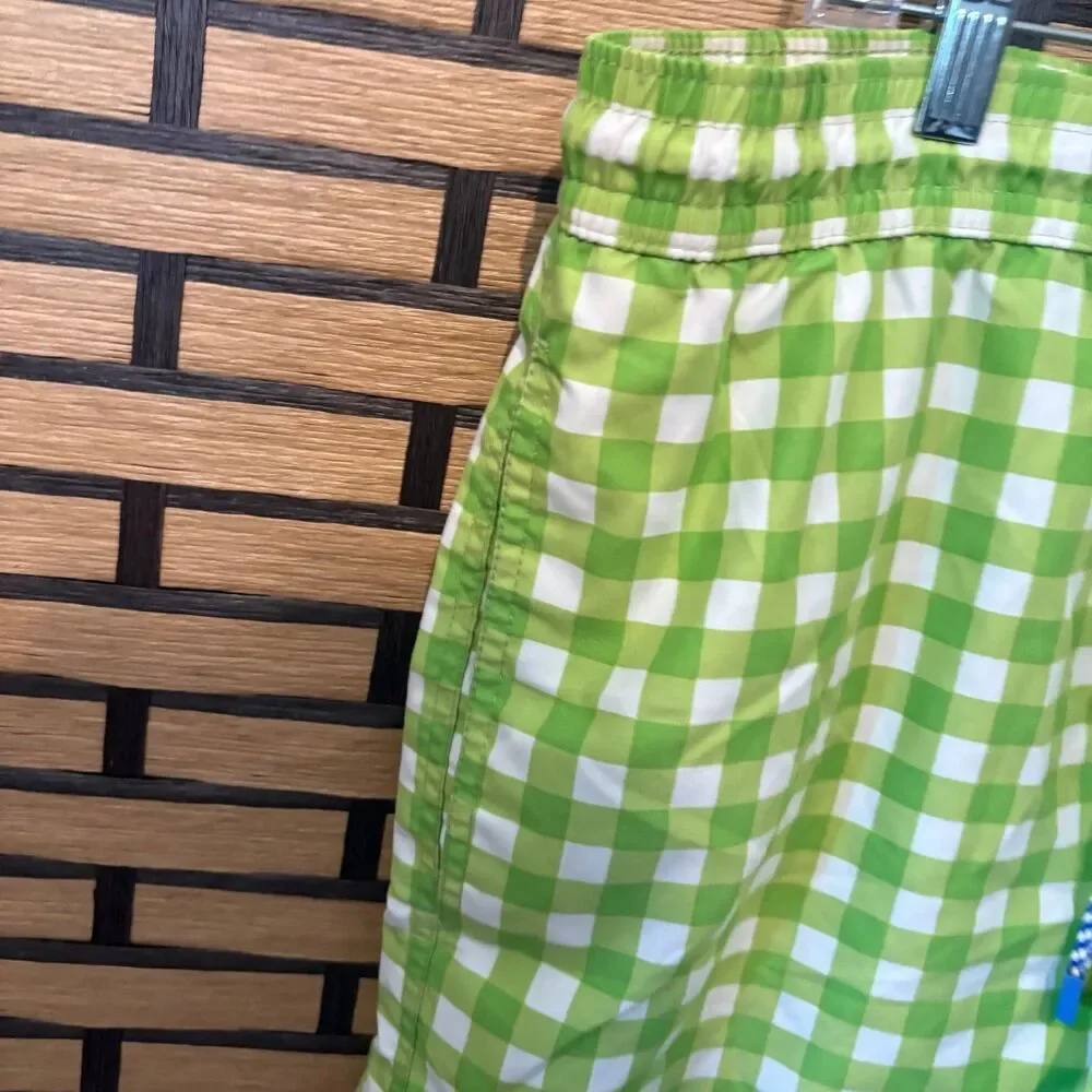 Southern Tide Green And White Checkered Swim Trunks‎ Size Large